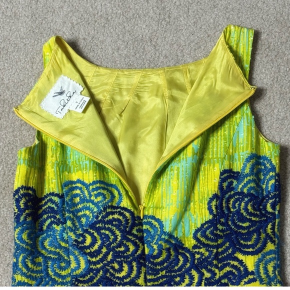 Anthropologie Tabitha Dress Shift Azure Scroll Yellow Blue Swiss Dot Cotton Sz 2 - Picture 9 of 16